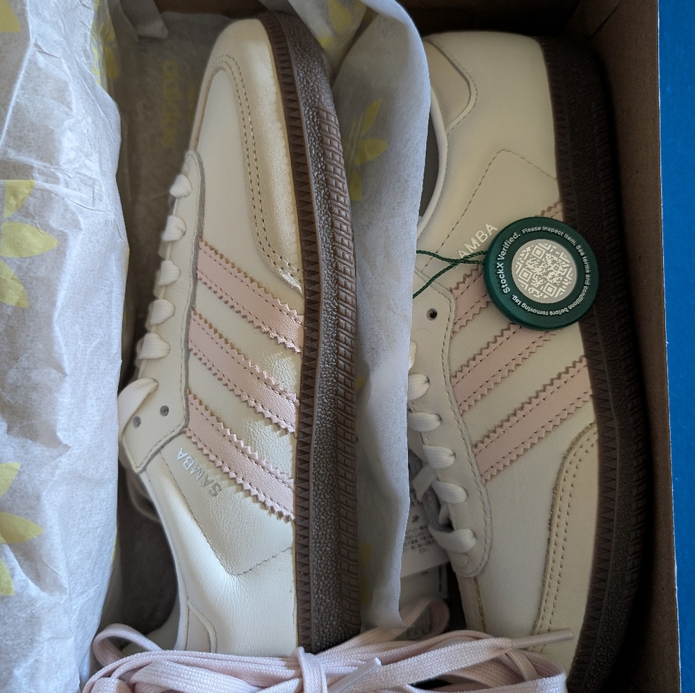 Brand New Adidas Sneakers.     Color: wonder quartz/cloud white/gum. Size W7